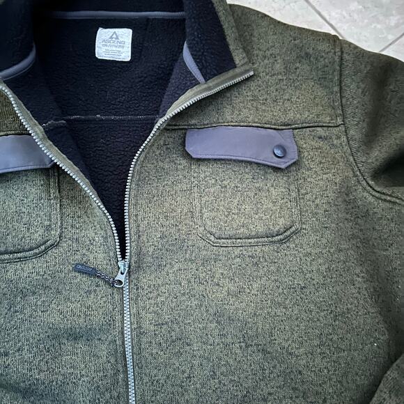 Ascend Mens 2XL XXL Fleece Lining Jacket Green Hiking Outdoors Gorpcore Pockets - Picture 9 of 9